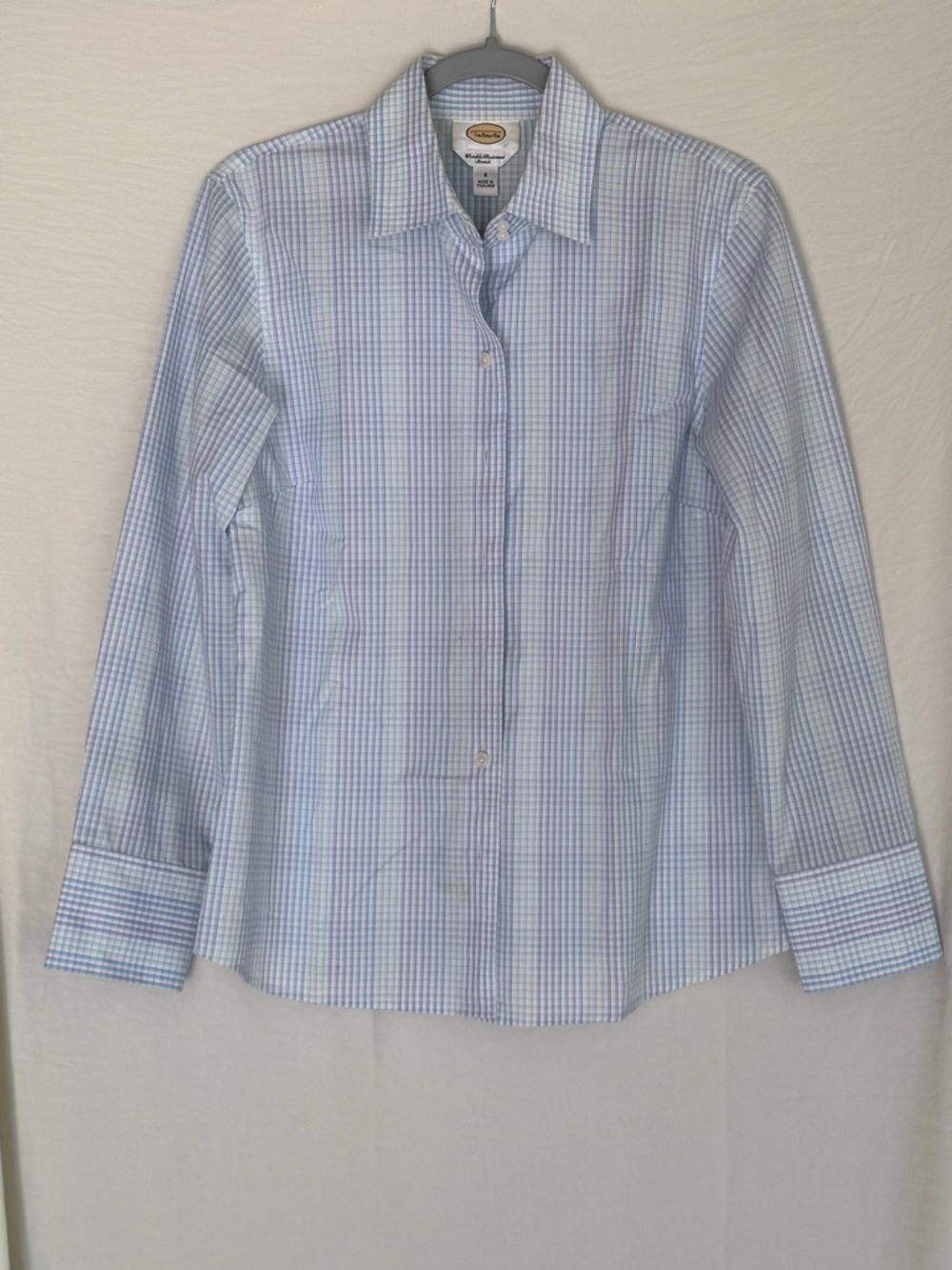 Talbots Light Blue and White Windowpane Button-Down Shirt